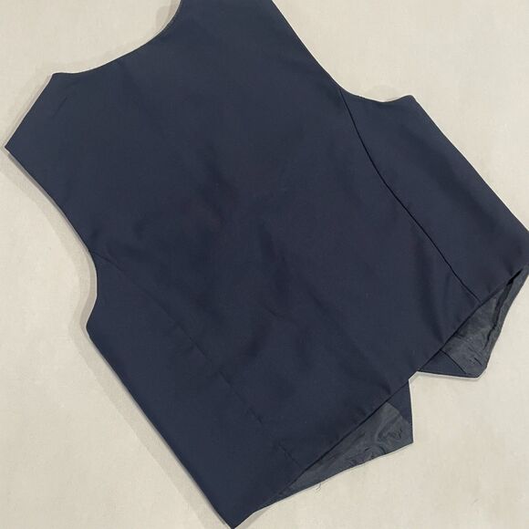 ~ Gymboree 5T Boys Vest Navy Blue Lined 3 Button Up - Picture 3 of 10